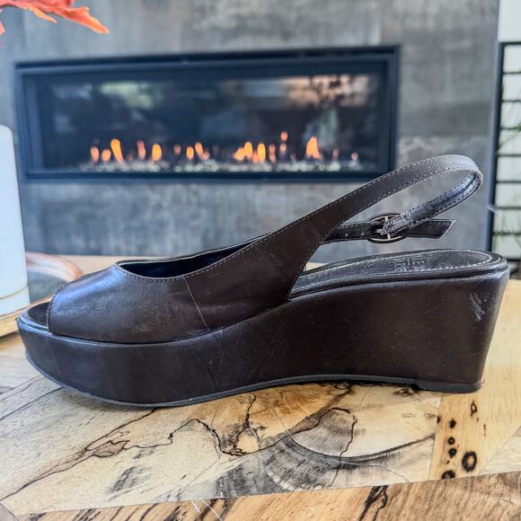 Alex Marie Rachel Fudge Brown Leather Open Toe Slingback Platform, Women's 9M - Picture 5 of 7